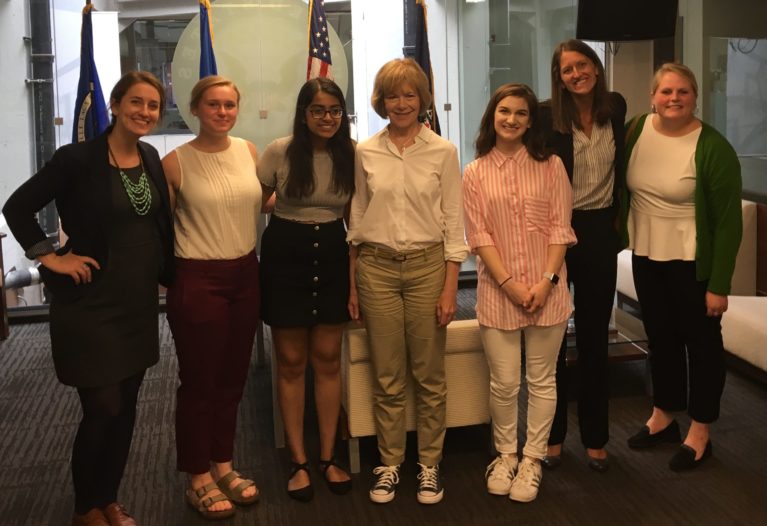 Group of students with Tina Smith