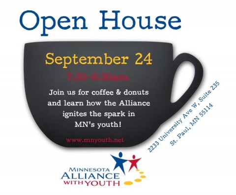 MN Alliance with Youth open house graphic